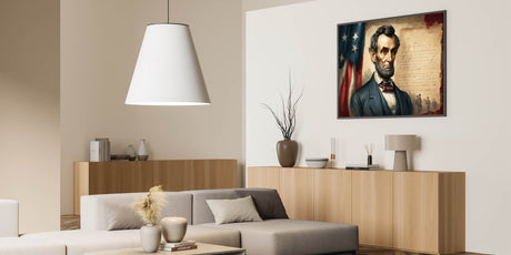 Abraham Lincoln Wall Art - Patriotic Portrait with American Flag