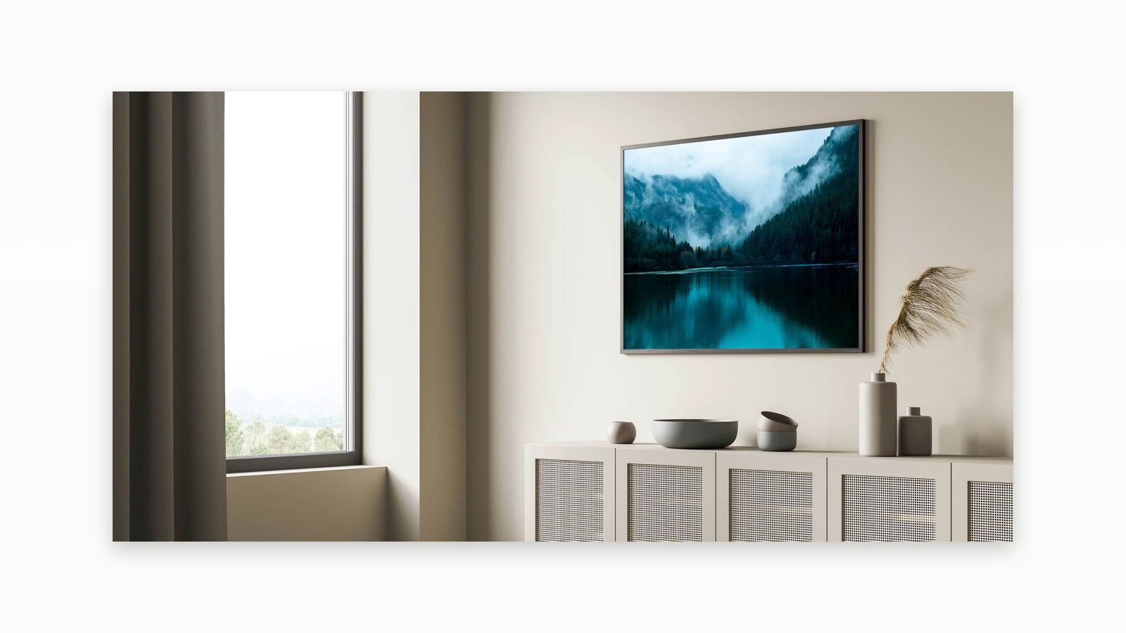 Seattle Landscape Art - Misty Mountain and Lake Wilderness Scene Print