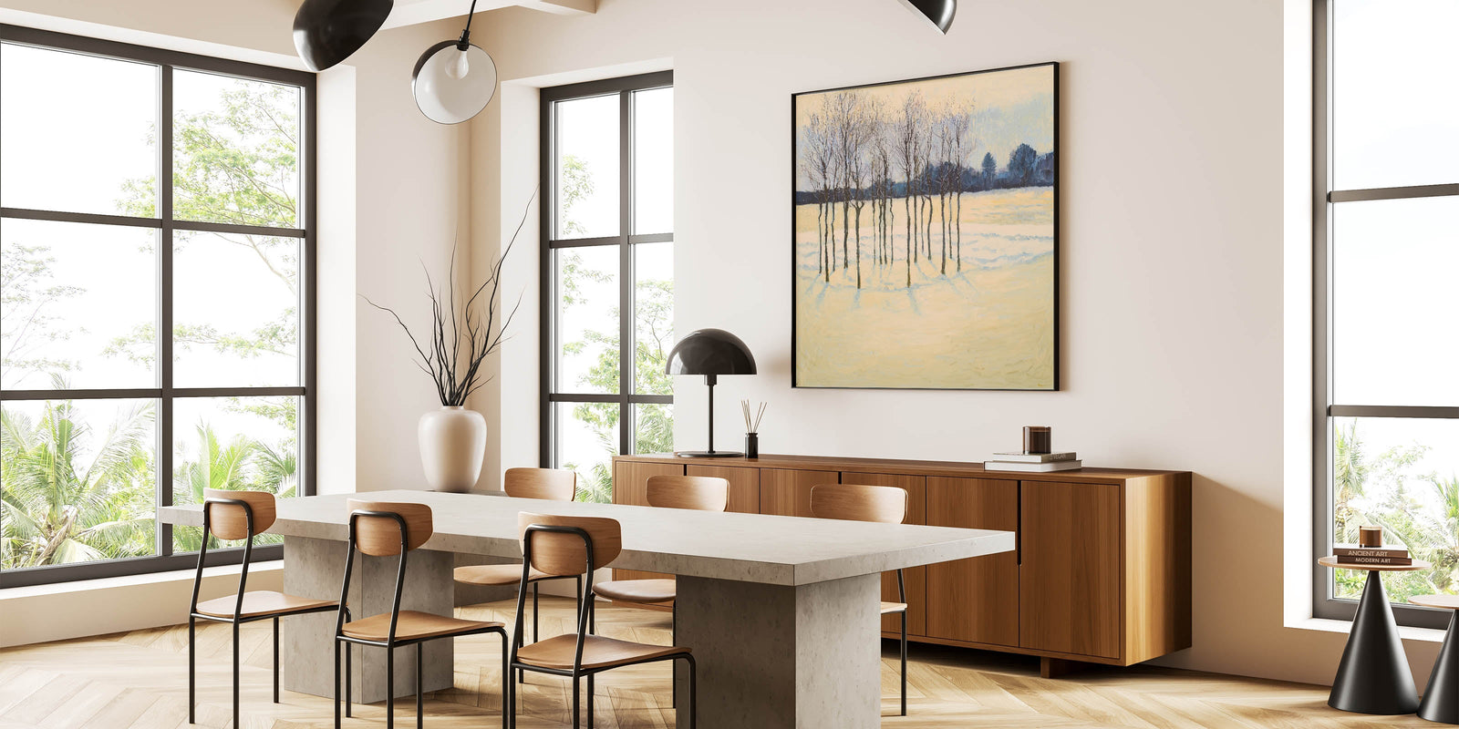 Winter Serenity - Abstract Floral Wall Art with Subtle Hues