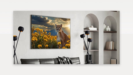 Cougar Wall Art - Elegant Wildlife Canvas Print with Sunset Glow