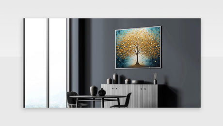 Golden Tree Modern Wall Art - Large Canvas & Framed Living Room Art