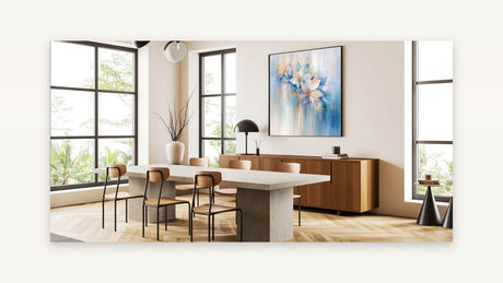 Dreamy Abstract Floral Wall Art - Soft Blue & Peach Canvas Print