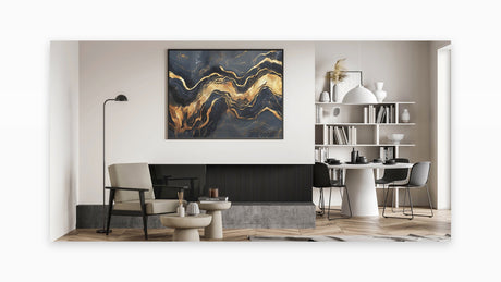 Luxury Abstract Wall Art - High-End Black & Gold Canvas Print