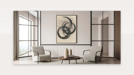 Abstract Geometric Framed Art - Minimalist Wall Art in Black & Gray