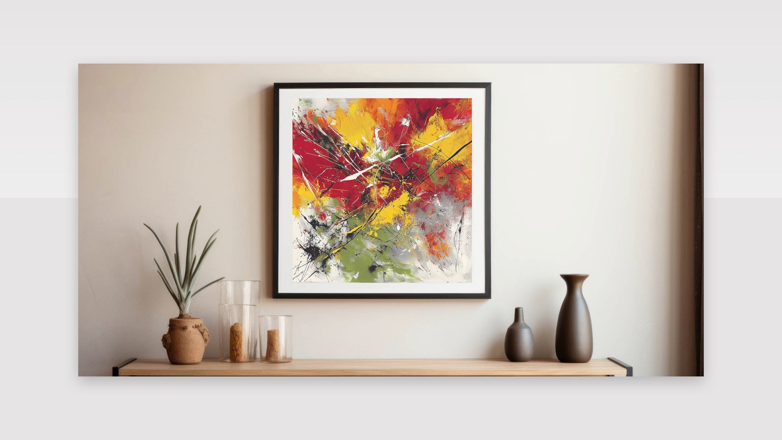 Modern Abstract Wall Art - Explosive Red and Yellow Canvas Print