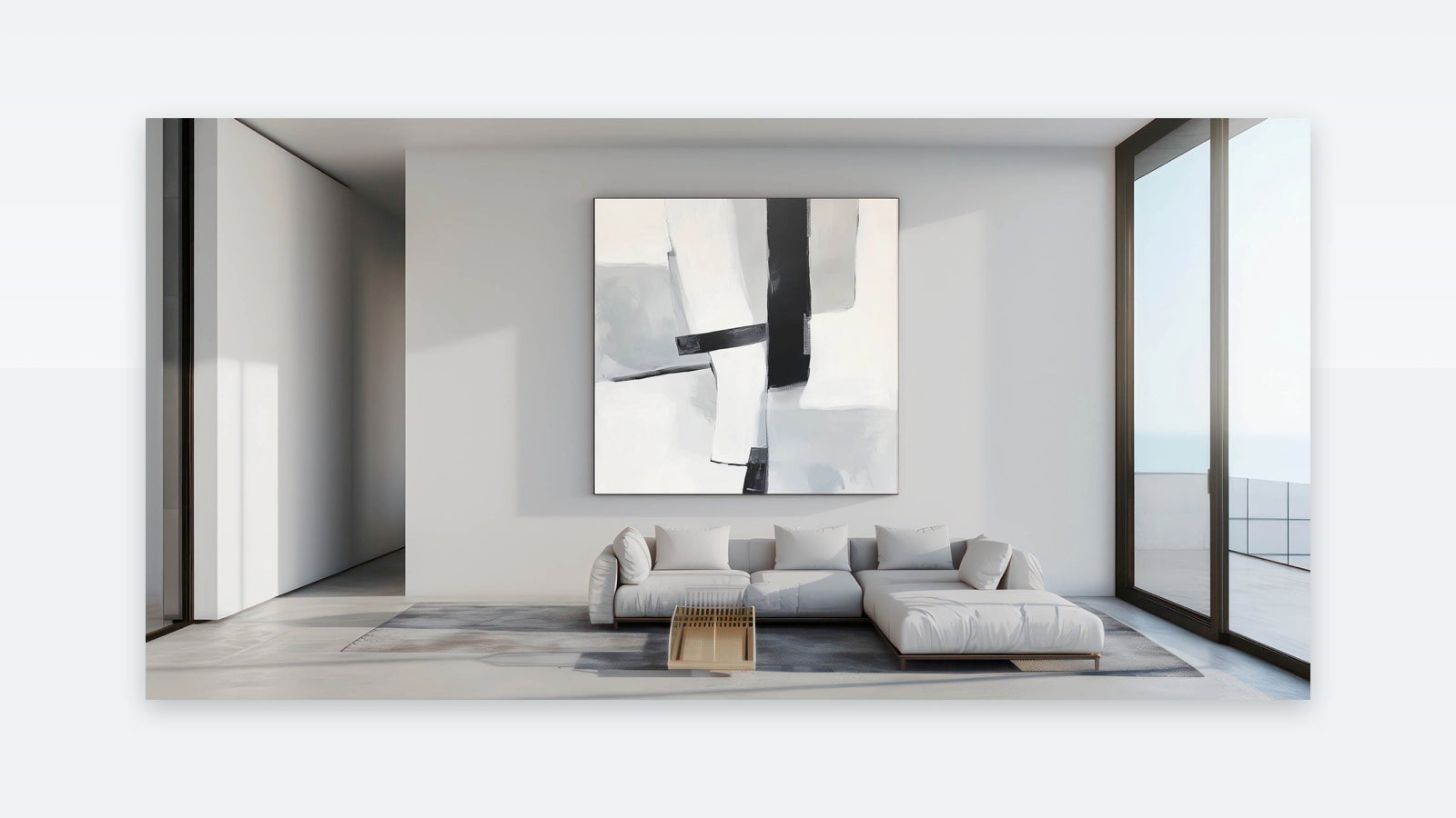 Abstract Art Prints - Bold Black & Gray Modern Minimalist Canvas