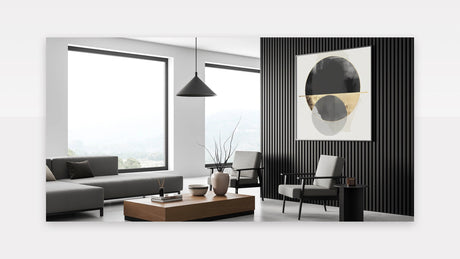 Large Abstract Wall Art - Bold Black & Gold Geometric Circles