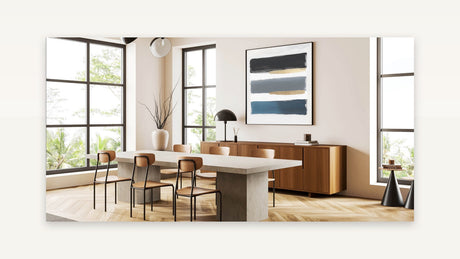 Modern Abstract Wall Art - Navy, Gold & Gray Brushstroke Canvas