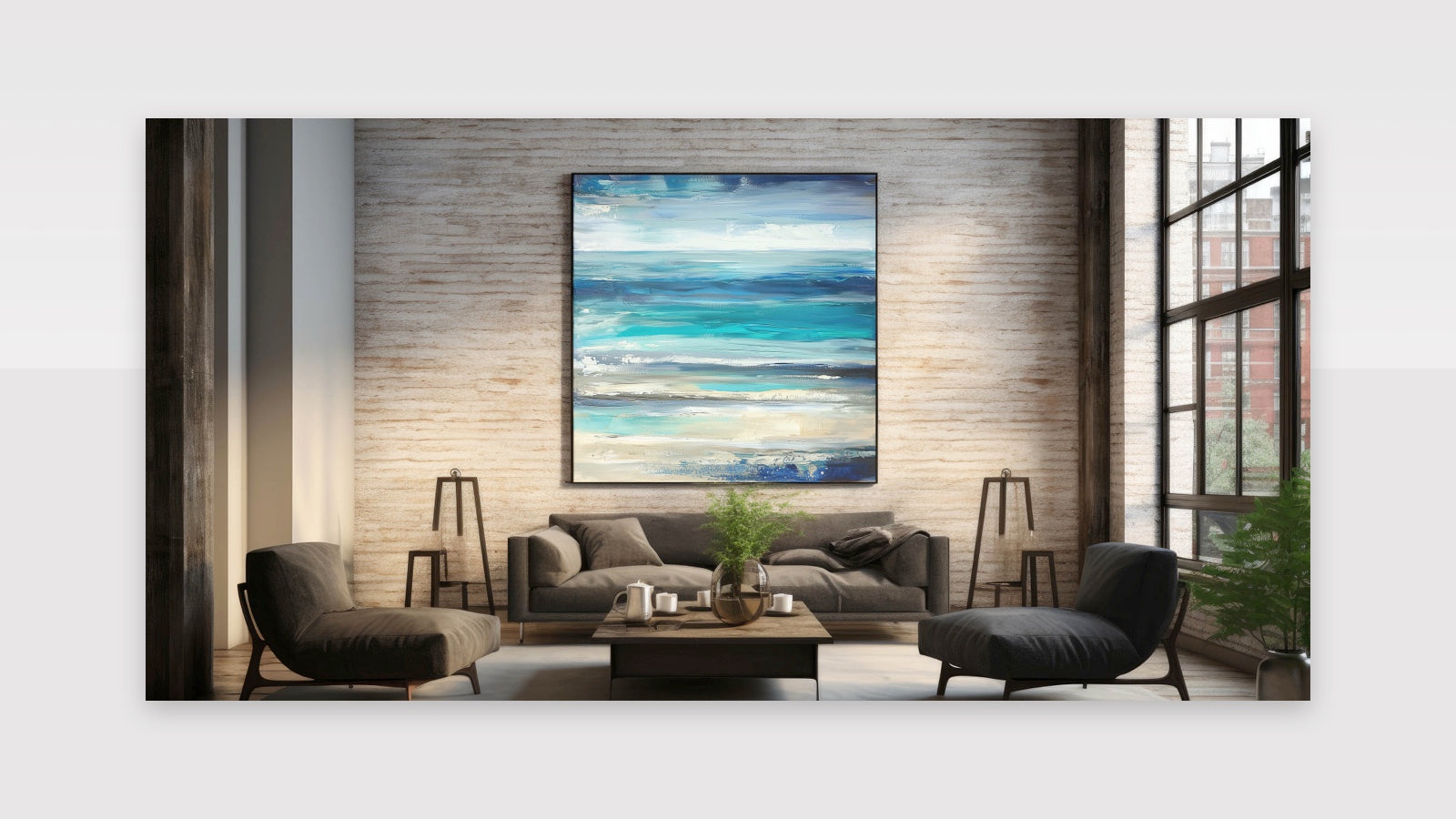 Ocean Breeze Abstract Wall Art - Blue & Teal Modern Canvas Print