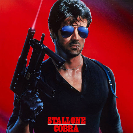 Action-packed '80s Movies wall art featuring a firearm and air gun in geometric abstraction style canvas print.