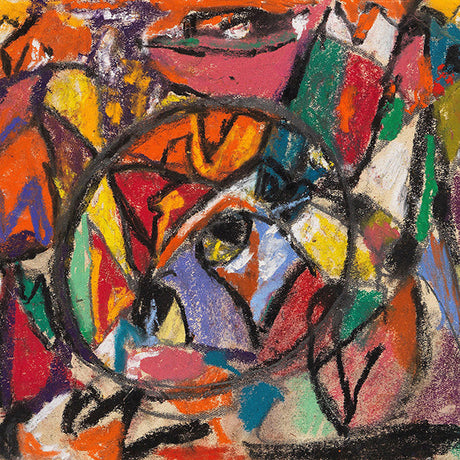 Adolf Hölzel modern art painting in orange and brown, featuring watercolor and drawing techniques