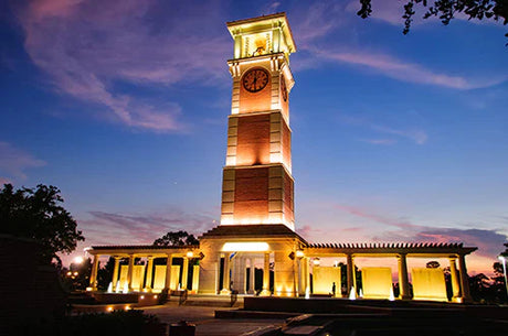 Alabama collection wall art featuring iconic clock tower landmark in park setting