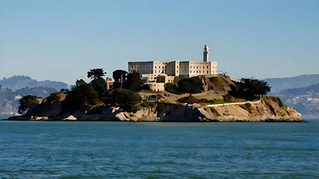 Stunning coastal view of Alcatraz Island, popular tourist attraction in the San Francisco Bay