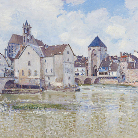 Alfred Sisley's watercolor painting of a tranquil canal bridge in a village