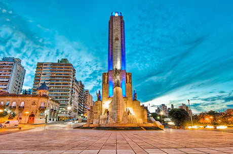 Night view of high-rise buildings and landmarks in metropolitan Argentina, ideal for urban wall art