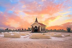 Aruba collection wall art featuring a chapel, cross, temple, religious shrine, and mission