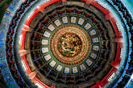 Symmetrical Beijing Temple Wall Art featuring Byzantine and Chinese Architectural Styles
