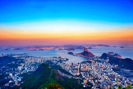Brazilian mountain landscape wall art featuring blue sky, dusky afterglow, and rolling hills