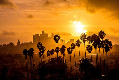 California Collection wall art featuring a stunning orange sunset with atmospheric afterglow at dusk