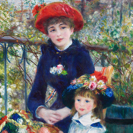Camille Pissarro modern art painting of a happy toddler in sun hat with flower headgear