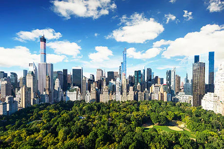 Daytime view of skyscrapers and tower in urban metropolitan area, part of Central Park wall art collection