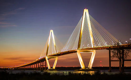 Charleston Collection wall art featuring various types of bridges at dusk