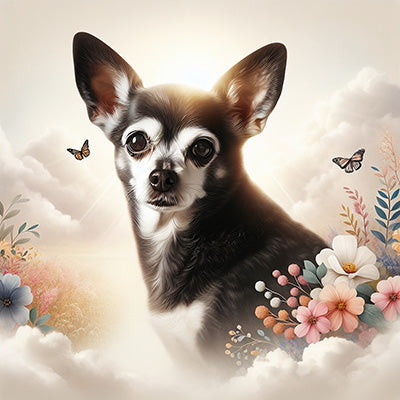 Chihuahua puppy wall art print, a perfect home decor piece for dog lovers and toy dog enthusiasts.