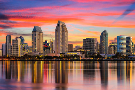 Coronado Collection Wall Art featuring a Metropolitan Urban Area with High-Rise Buildings at Dusk