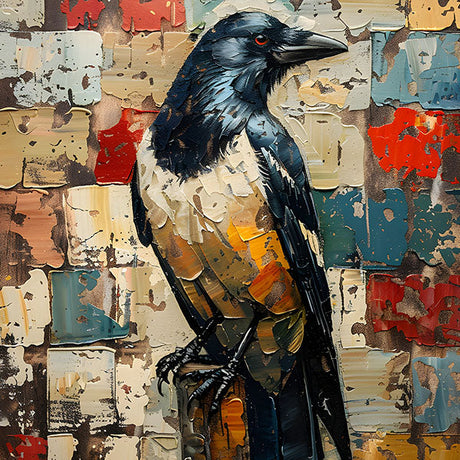 Brown crow and raven wall art print in a painting style for chic home decor.