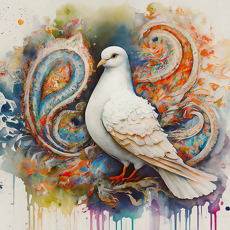 Dove wall art featuring a detailed bird painting with visible beak and feathers, perfect for home decor and wall prints.