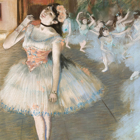 Edgar Degas painting of a ballet dancer in tutu and ballet shoes, performing arts visual wall art
