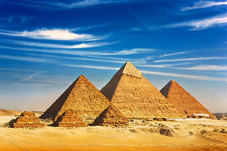 Egyptian pyramid landscape, historic world heritage site, ancient monument wall art