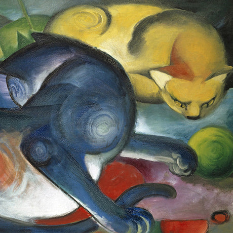 Franz Marc's modern art painting, watercolor cat in the Felidae family from his collection