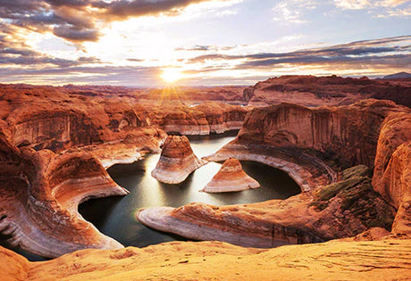 Glen Canyon collection wall art featuring geological formations, badlands terrain, and canyon reflections