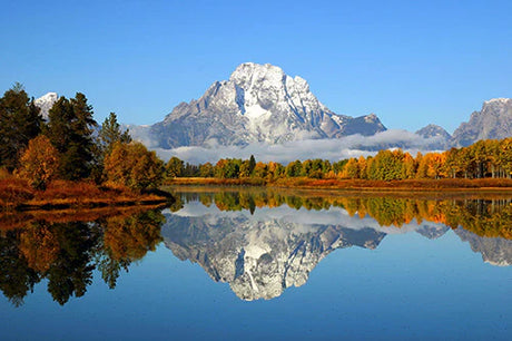 Stunning Grand Tetons landscape wall art featuring serene lake reflections and untouched wilderness