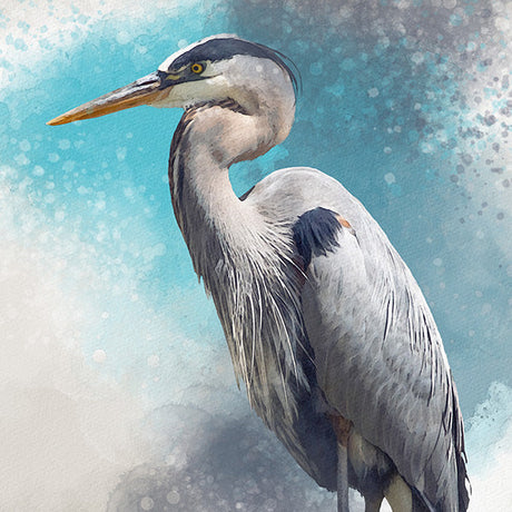 Great heron and egret bird wall art print, an elegant ciconiiformes themed home decor piece.