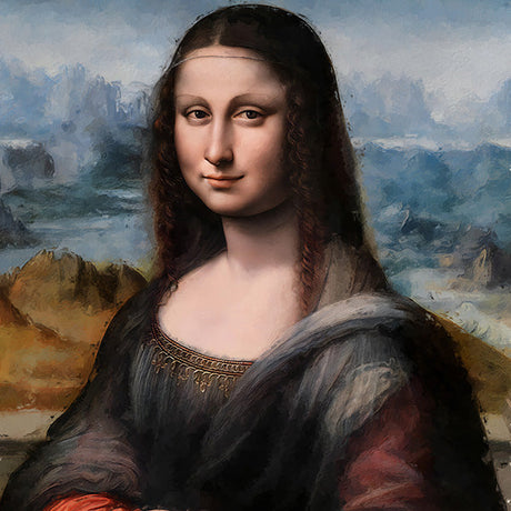 Leonardo da Vinci self-portrait in modern watercolor style from the art collection