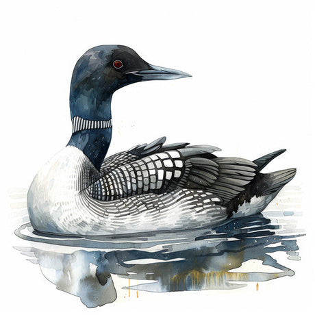 Loon bird wall art print with detailed beak and wings, ideal for enhancing home decor.