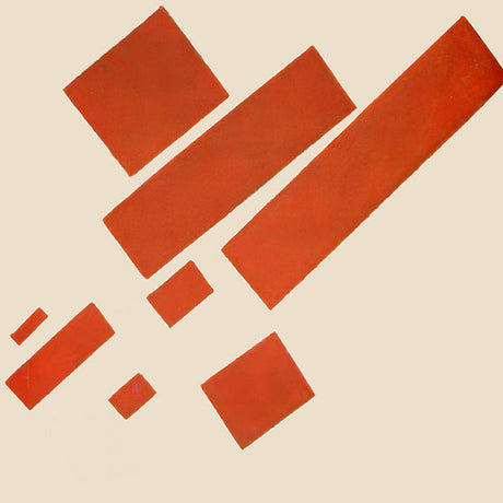 Graphic design wall art featuring red and orange triangles from the Malevitch collection.