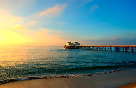 Malibu collection wall art featuring a serene summer beach scene with blue ocean water