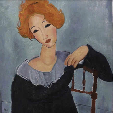 Modigliani collection wall art featuring a watercolor fashion illustration with artistic hairstyle drawing.