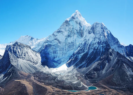 Mount Everest wall art featuring a stunning blue glacial ridge and highland terrain