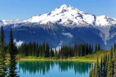 Snow-capped Mount Rainier and surrounding highland wilderness in a stunning wall art image