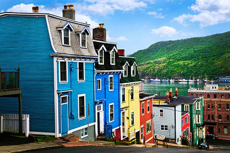 Newfoundland collection wall art featuring a residential neighbourhood with sloping suburban homes