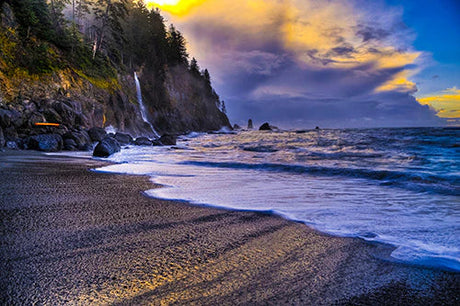 Blue sea, rocky shore and natural landscape wall art from the Olympic National Park collection