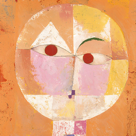 Paul Klee's modern art acrylic painting featuring vibrant orange hues and child art graphics.