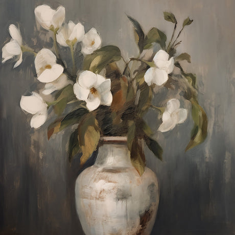 Flower bouquet canvas print featuring a flowering plant in a vase, part of the 'Plants and Flowers' wall art collection.