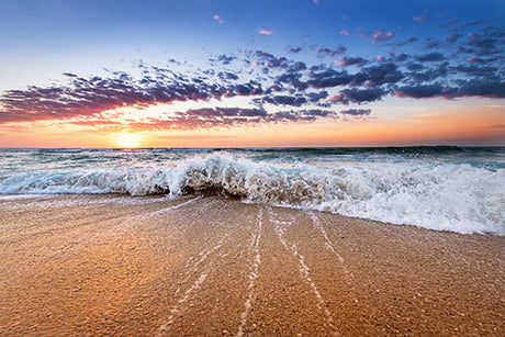 Saint Lucia collection wall art featuring blue sea, wave-crashing coast, and cloudy horizon view.