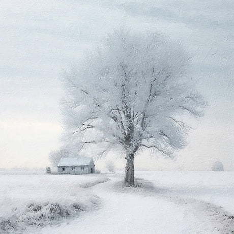 Winter wall art showcasing snow, frost, and ice on twigs during a winter storm