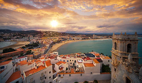 Summer dusk wall art from Valencia collection featuring coastal landscape, sea, and cloudy horizon.